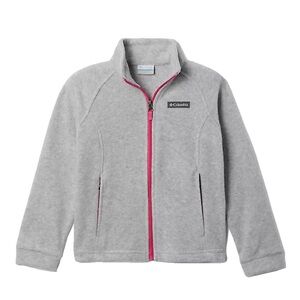 Columbia Light Gray Fleece Jacket with Red Zipper
